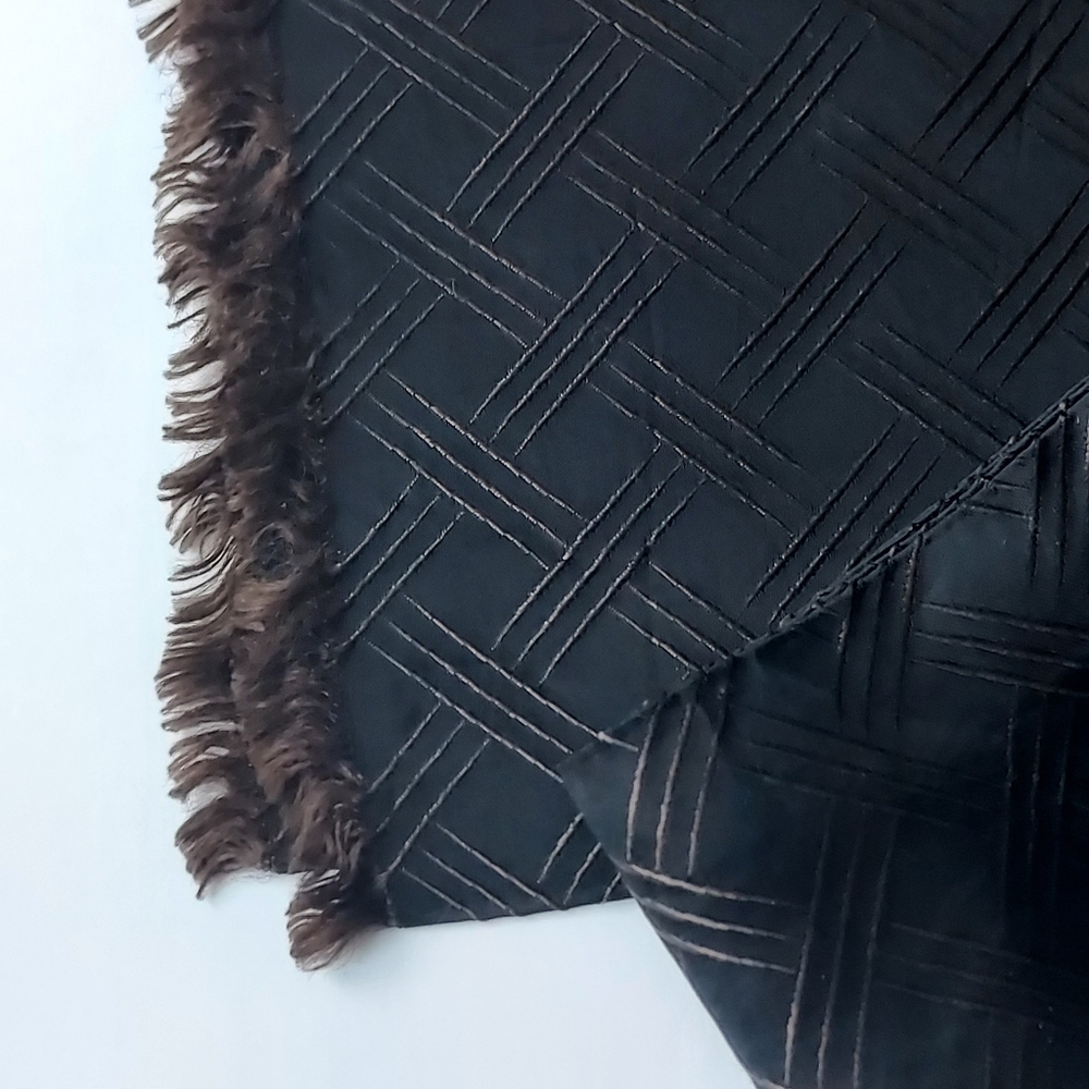 LNWOT Mens (unisex) scarf, 52" long, Brown/Burgandy, Double Layered w/Fringe